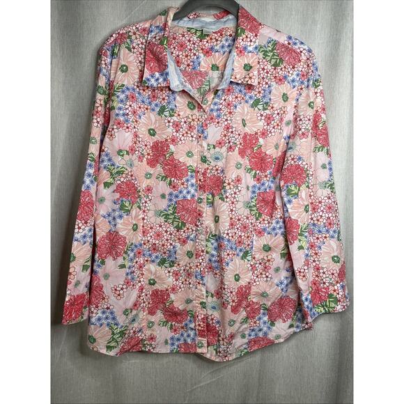 Garnet Hill - Women’s Button-up Long Sleeve Top - Colorful/Floral - Size 10 - Picture 1 of 6